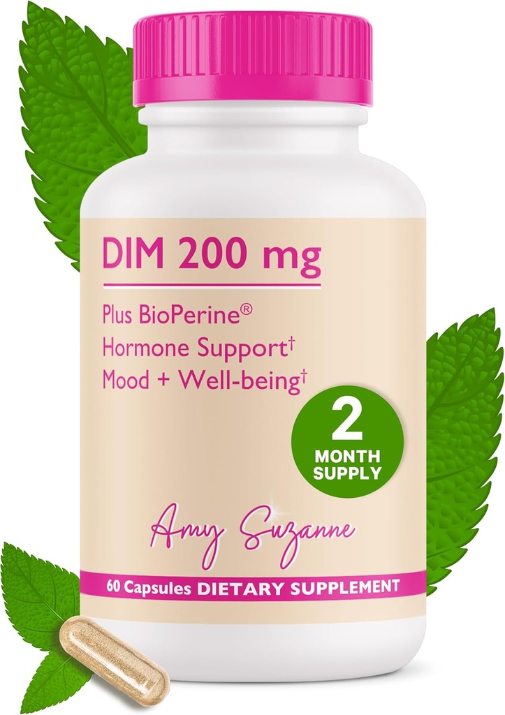 200 DIM-supplement voor vrouwen - Estrogeen Metabolisme en Hormone Harmony voor Menopauze, Perimenopause & PMS-ondersteuning - DIM Plus Bioperine voor Mood Support - 60 dagen levering, Veganistisch