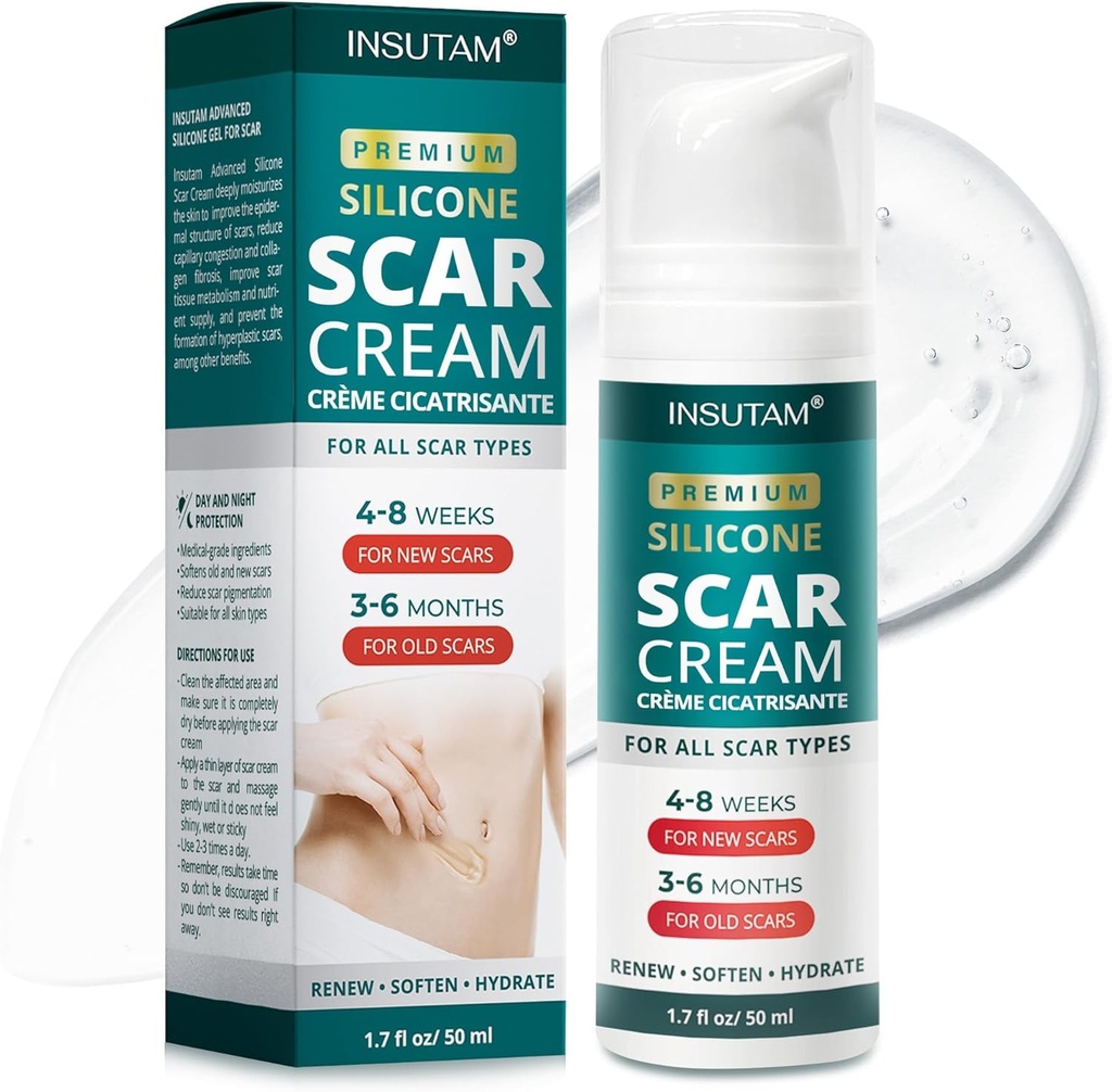 Silicone Scar Gel for Skin Scars: Scar Removal Gel 1.7 Oz (50 G) - For Men and Women Aged 20-45 Who Are Troubled By Scars-reduce Scars Caused By Surgery, Burns, Or Scalds - Use Day|Night