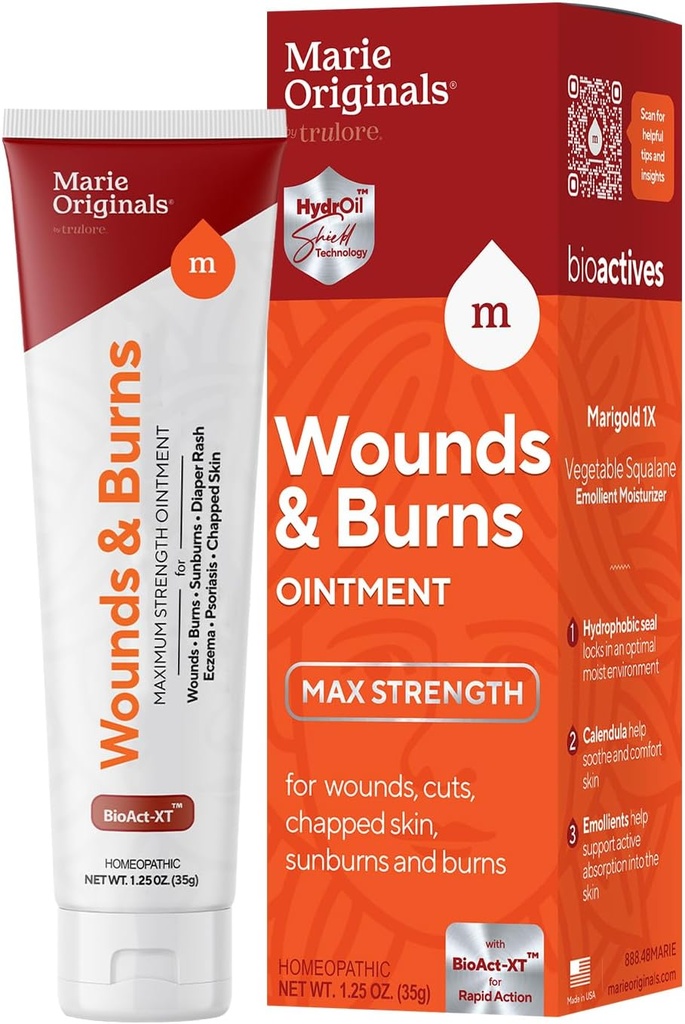 Marie Originals Skin Repair All-Natural et Brûler Crème Onguents Secouristes Onguents Accélérer la guérison des plaies générales, Mains enchâssées, Douleurs froides, Eczéma, Psoriasis et Brûlure. 1,25oz