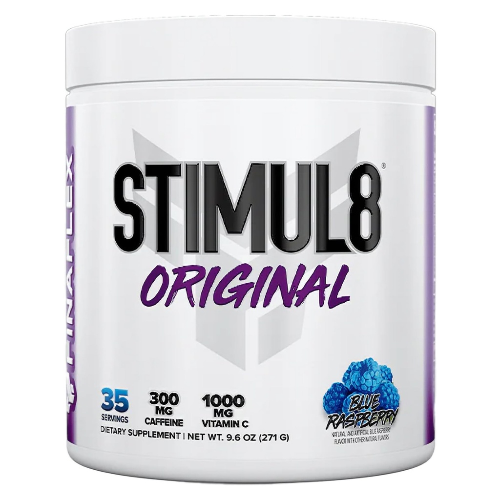 FINAFLEX STIMUL8 Original Pre-workout, Blue Raspberry - Energy, Strength & Endurance for Men & Women - with Cafeïne, Beta-Alanine & Vitamine C - 35 Servings