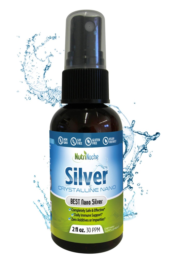 Nutrinoche Ultra Pure Colloïdale Silver Spray - Uitstekende Dagelijkse Immune Ondersteuning - Biologische 99,99% Nano Deeltjes - Ultra Pure Silver Hydrosol - 2 Ounces - 30 ppm