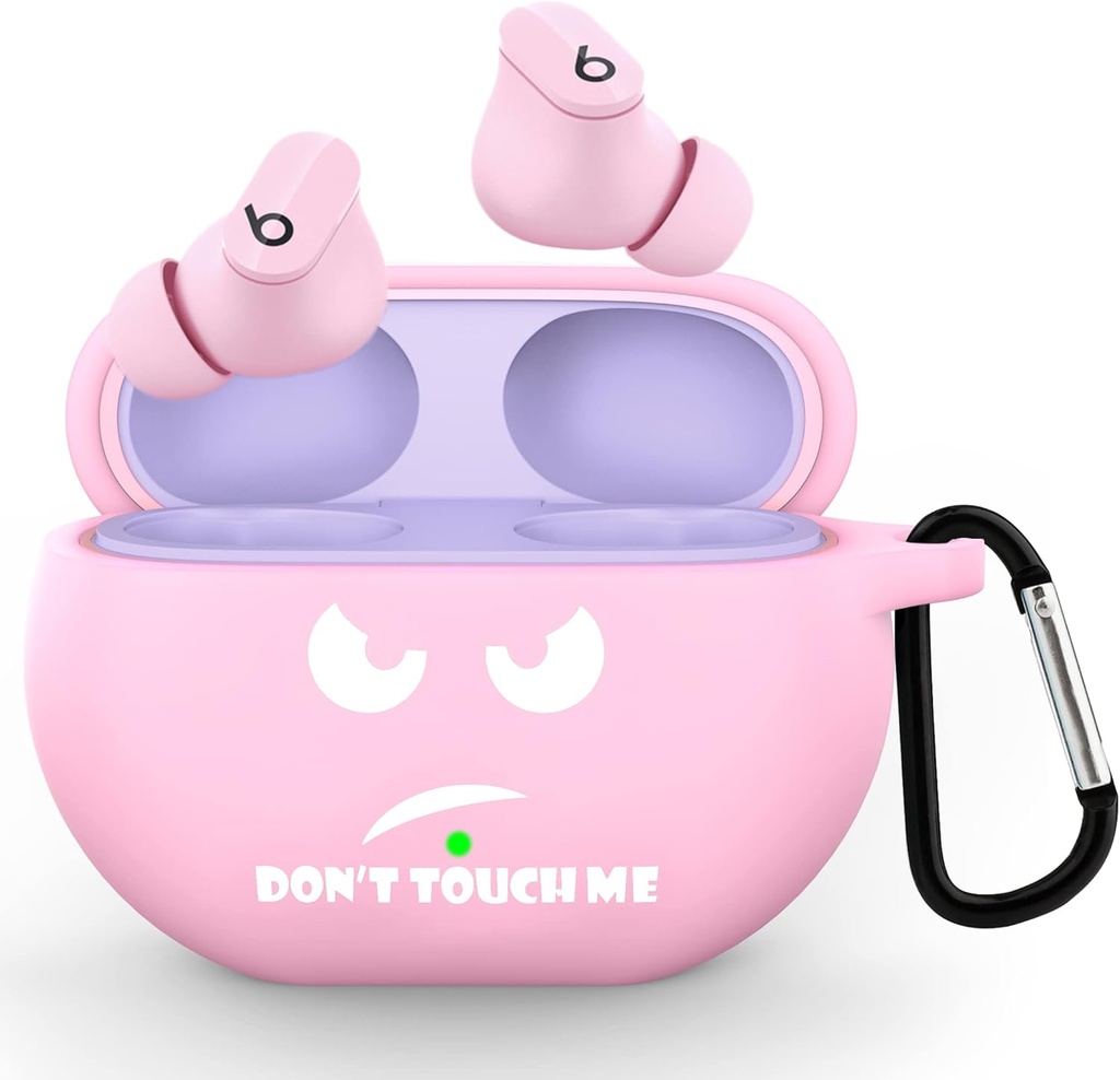 CACOE Siliconen Case Cover voor Beats Studio Buds / Beats Studio Buds + 2023, Beschermende huid Beats Studio Buds Cases Schokdichte leuke Grappige Print Accessoires met Keychain(Pink)