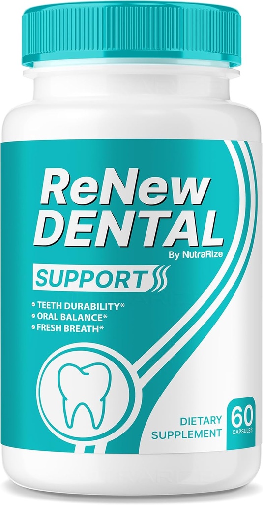 Renouveler les pilules de soutien dentaire, Renouveler les capsules dentaires, Formule avancée pour la santé buccodentaire, Renouveler le supplément dentaire pour les dents et les gencives Bien-être, Renouveler les examens dentaires (60 capsules)