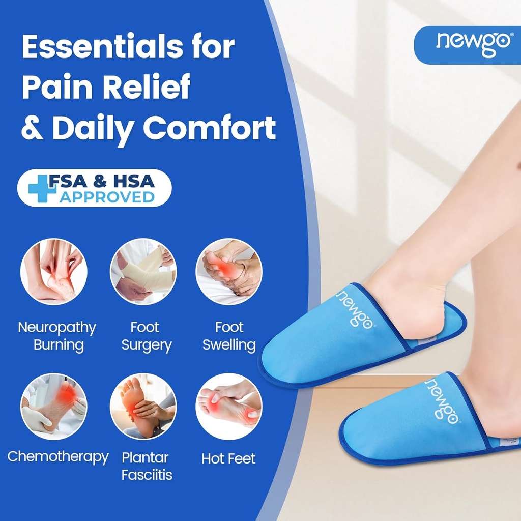 NIEUWGO Foot Ice Pack Slippers voor Plantar Fasciitis en Neuropathie, HSA of FSA in aanmerking komende 2 Pack Gel Ice Slippers Hot Cold Pack voor Bunion Chirurgie pijnverlichting, brandende voeten
