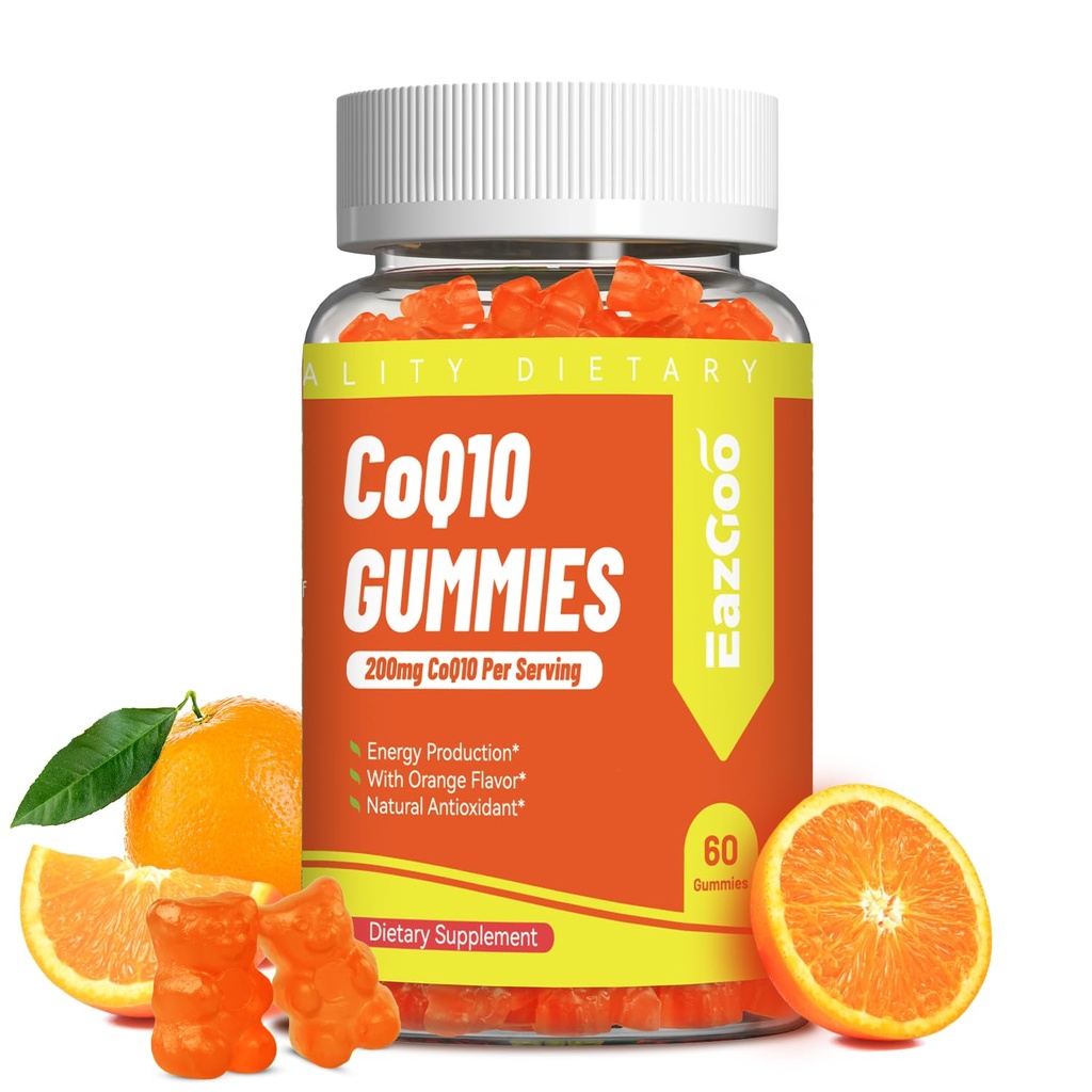 CoQ10 Gummies 200mg, Veganistisch supplement voor energieproductie, non-GMO, glutenvrij (60 Gummies)