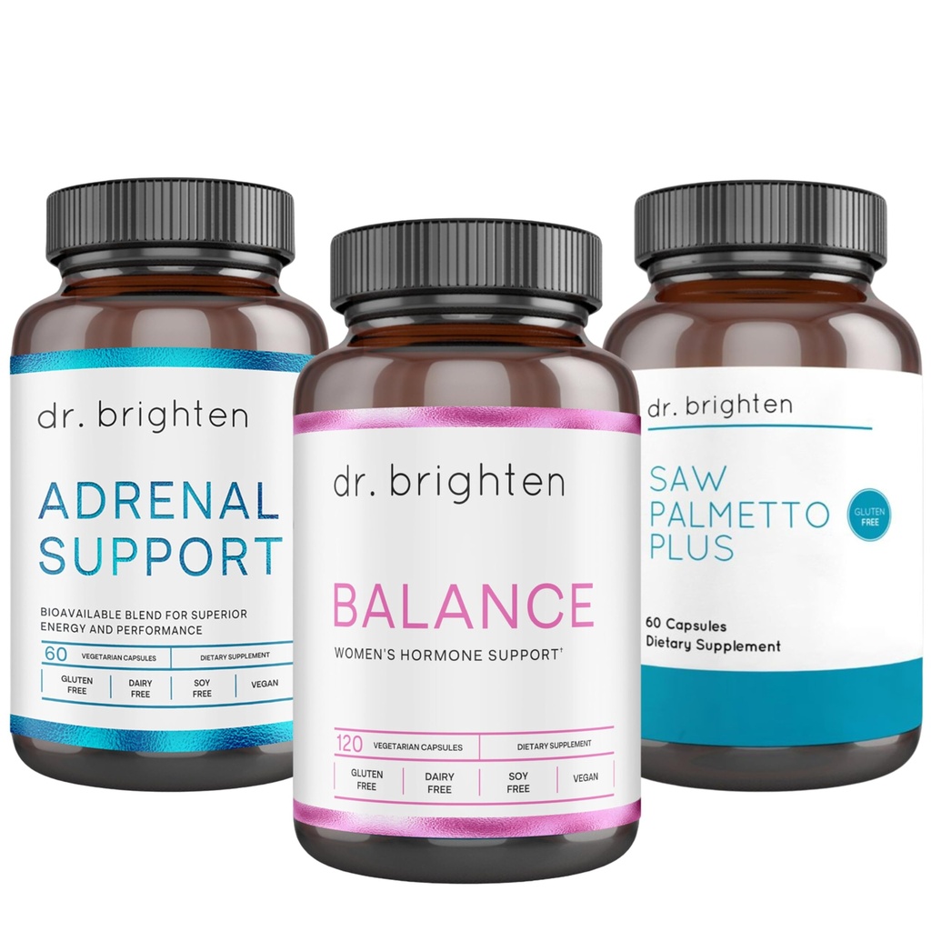 Dr. Brighten PCOS Basic Kit - Vrouwen Hormone Balance, Adrenal Support, en Saw Palmetto Plus