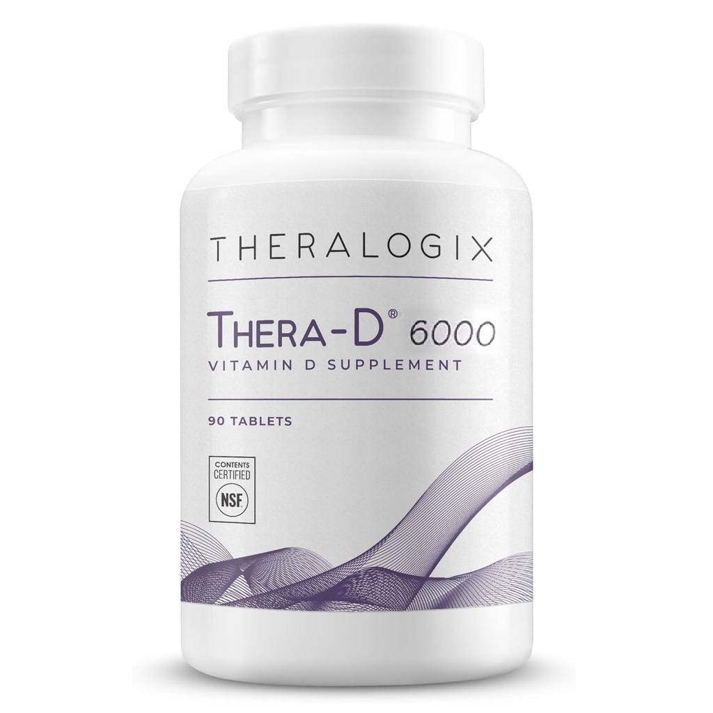 Theralix Thera-D 6000 Vitamine D Supplement - 6.000 IE (150 mcg) Vitamine D3 Tabletten - 90 dagen Levering - Immuun Ondersteuning Supplement voor vrouwen en mannen - Aids Bone & Heart Health - NSF Certified - 90 tabletten