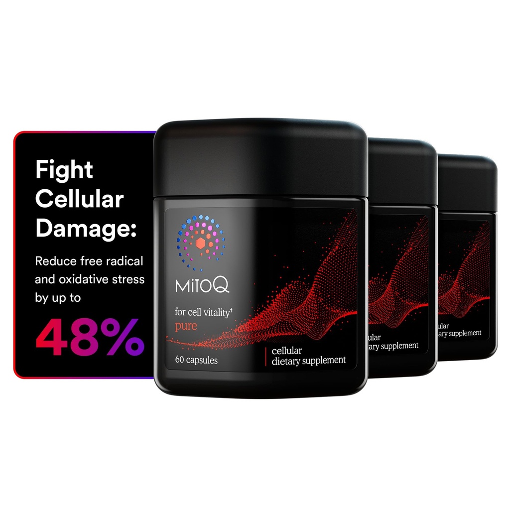 MitoQ Pure Advanced Mitochondria Supplement Superior Biobeschikbaarheid naar CoQ10 Vermindert Gratis Radicale Schade voor Gezonde Veroudering, Metabolisme, Hartgezondheid, Energie, Sterkte en Mobiliteit