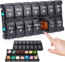 HRX Package Weekly Pill Organizer 2 fois par jour, facile à remplir et ouvert AM/PM Boîte de médecine 7 jours cas de vitamines jour et nuit