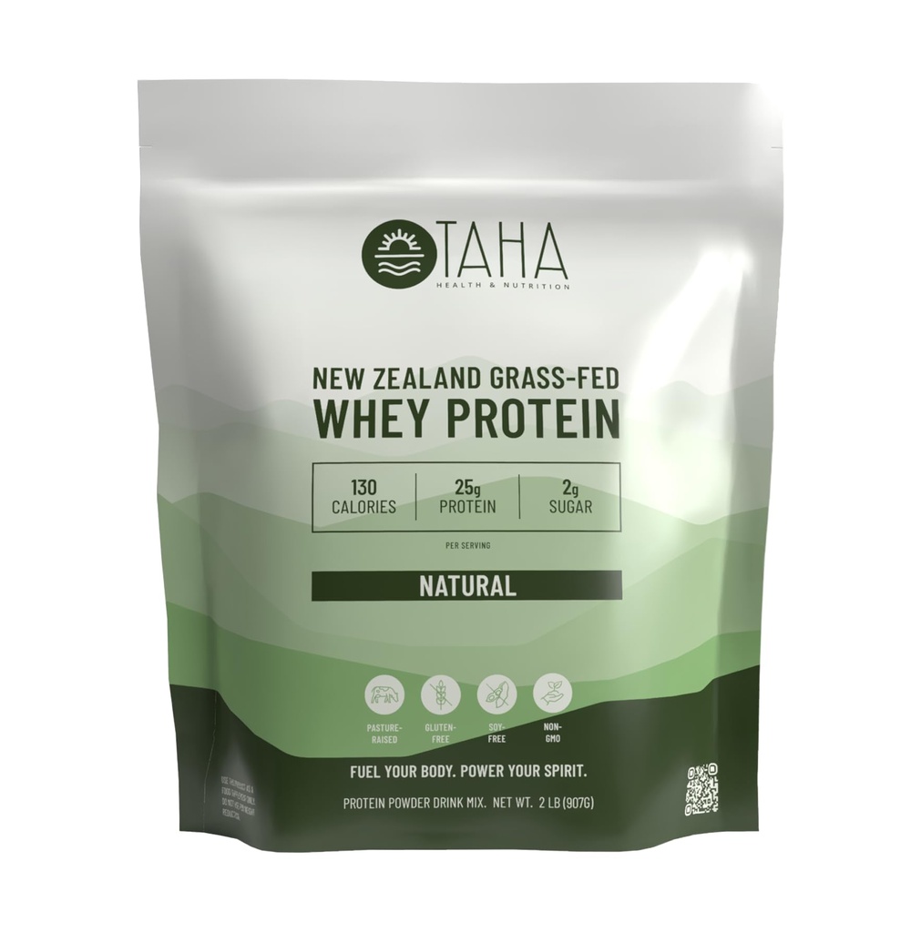 Taha Health & Nutrition Natural Unflavored Whey Protein Concentrate Powder, 25g Proteïne, 140 Calorieën, 2g Suiker 