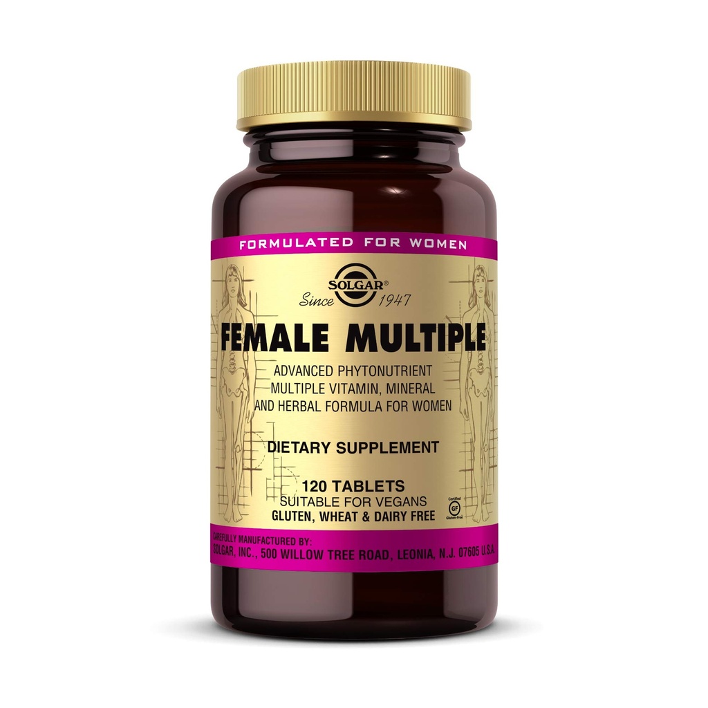 Solgar Vrouwelijke Meerdere, 120 tabletten - Multivitamine, Minerale & Herbal Formula voor Vrouwen - Geavanceerde Phytonutrient - Veganistisch, Glutenvrij, Zuivelvrij, Kosher - 40 porties