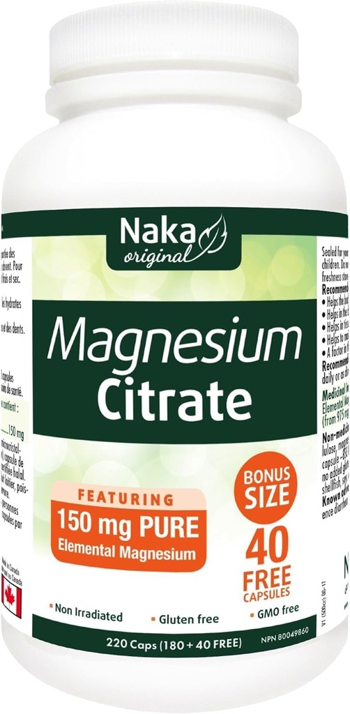 Naka Magnesium citraat, 220 capsules