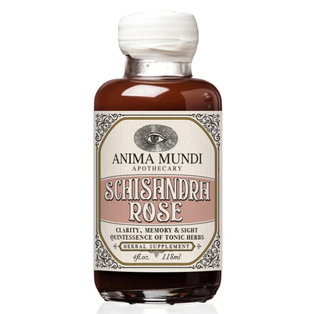 Anima Mundi Apothecary Schisandra Rose Elixir - Supplément Adaptogène Schisandra Berry liquide avec des pétales de Rose Wildcrafted pour le foie et le rein - Anima Mundi Beauty Suppléments (4oz / 120ml)