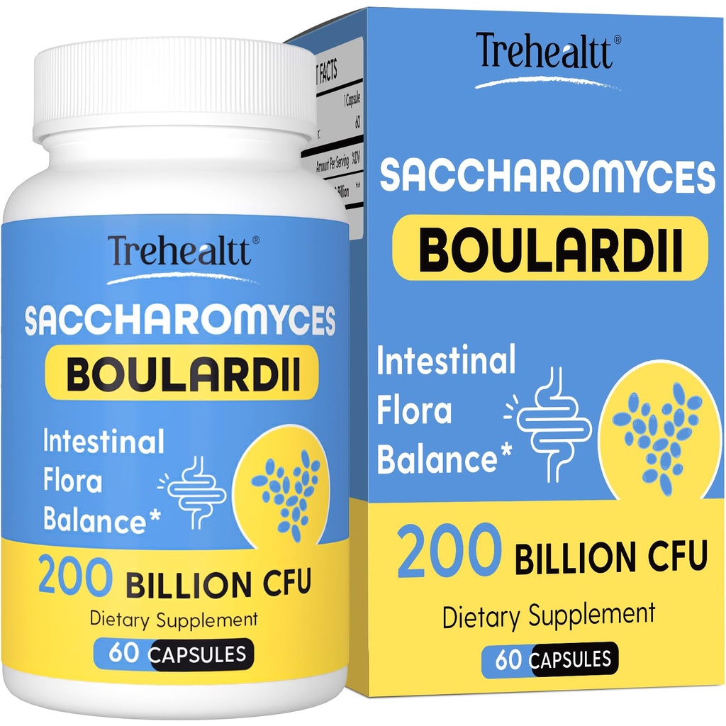 Saccharomyces Boulardii Probiotiques 200 milliards d'UFC, probiotique étudié cliniquement pour les femmes et les hommes Levure pour la santé intestinale, Gut, Immune et digestive, résistant aux acides et plateau-stable, 60 jours
