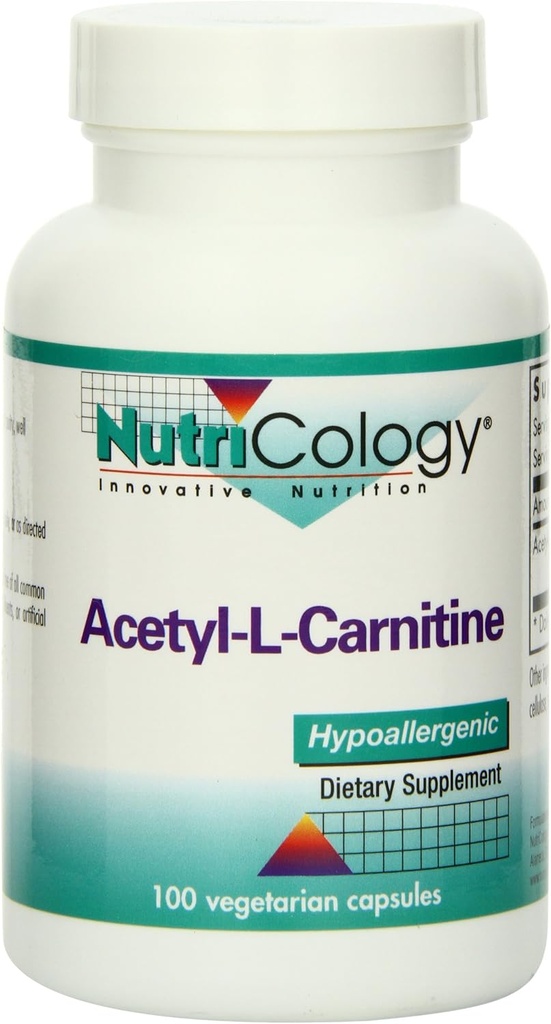 Nutricology Acetyl-L-Carnitine 500mg Supplement - Voedings- en energiesteun, ALC, Vrije vorm Aminozuur, Vegetarische Capsules - 100 Tellen