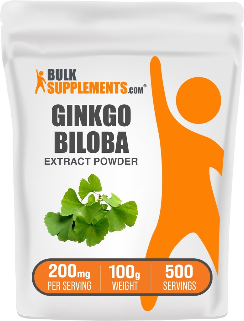 BulkSupplements.com Ginkgo Biloba Extract Poeder - uit Ginkgo Biloba Blad, Antioxidant Bron, Kruidensupplement - Glutenvrij, 200mg per portie, 100g (3.5 oz) (pakket van 1)