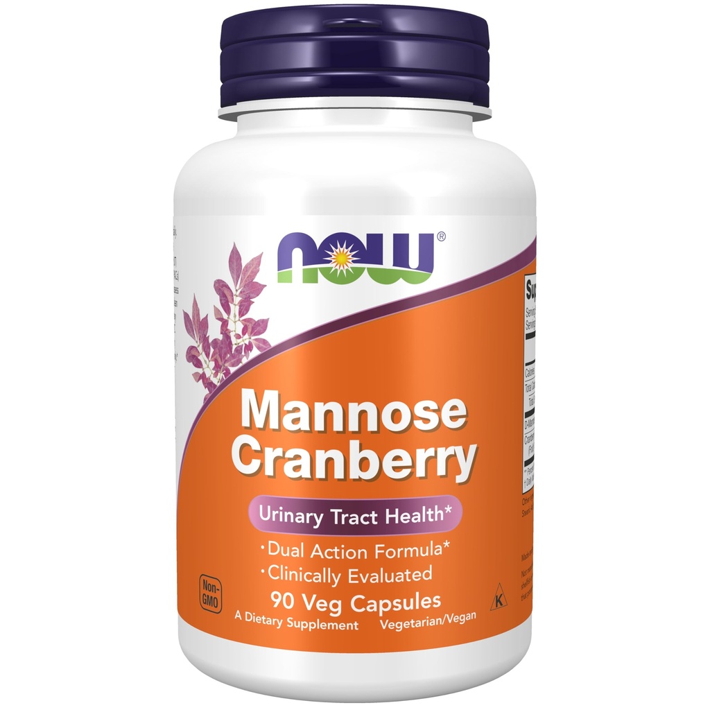 NOW Foods Supplements, Mannose Cranberry, Dual Action Formula*, Klinisch geëvalueerd, Urinaire Tract Health*, 90 Veg Capsules