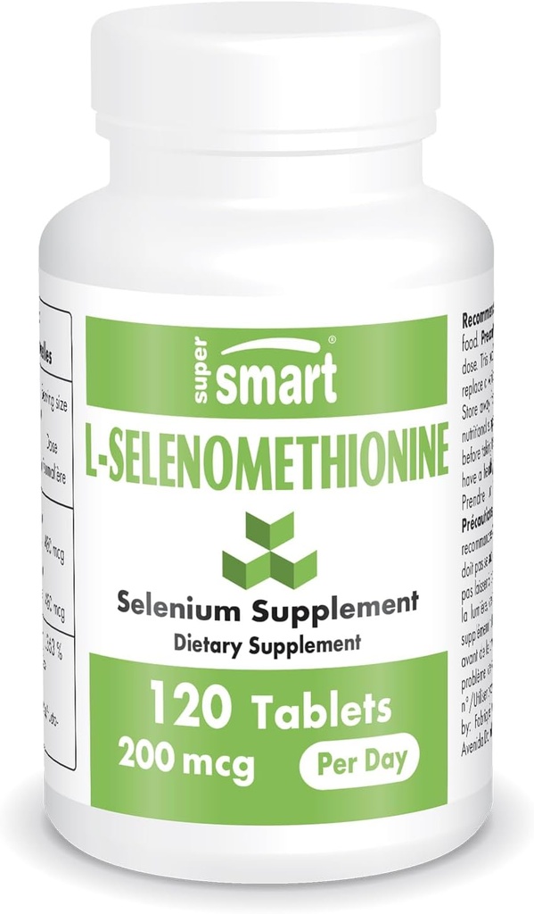 SuperSmart - L-Selenomethionine 200mcg per dag (Selenium Supplement) - Hoge absorptie - Essentiële Trace Mineral 