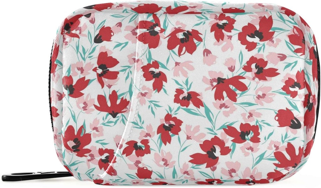 Rode roze bloemen pil Box 7 dagen pil geval tas reis pil Organisator tas met rits draagbare wekelijkse geval Compacte grootte voor vitamine supplement houder