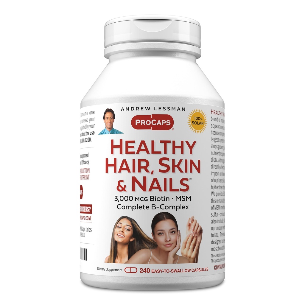 ANDREW LESSMAN Gezond haar, huid en nagels 240 Capsules - 5000 mcg Hoge bioactiviteit Biotine, B-complex. Promoot mooie huid, sterke nagels. Geen additieven Haargroei Vitaminen Biotine Supplement