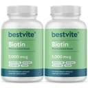 BESTVITE Biotin 5000mcg (240 Vegetarische capsules) (120 x 2) - Geen Stearates - Geen stroommiddelen - Veganistisch - Niet GGO - Glutenvrij - Haar, huid, nagels