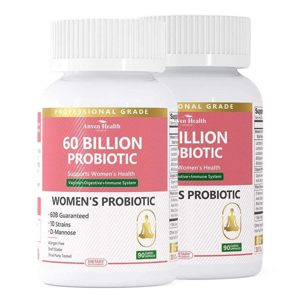 Probiotica en prebiotica voor vrouwen pH Balance & Digestie - 60 Miljard Vaginale Probiotica met Cranberry & D-Manneus voor Gut, Urinaire, Immune Health, Vegan & Non-GMO 180 Capsules