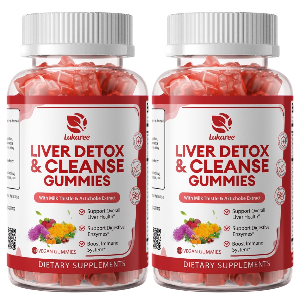 2 Pack Lukaree Lever Reiniging Detox & Repair Gummies 