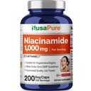 NusaPure Niacinamide 1000mg 200 Veggie Capsules (Non-GMO, Veganistisch) Flushvrij