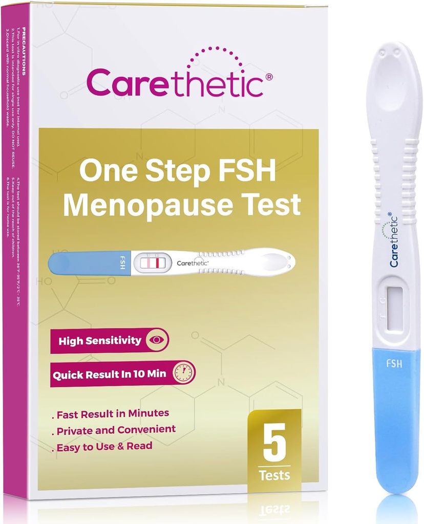 [5 Pack] Kit de test de la ménopause de la FSH carethetic - Test de la ménopause à domicile, détection de la FSH à haute sensibilité pour la surveillance de la périménopause et de la fertilité