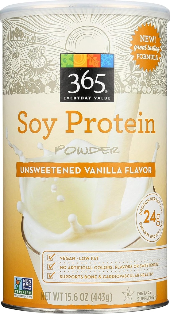 365 Everyday Value, Soja Proteïne Poeder, ongezoete Vanille smaak, 15,63 oz