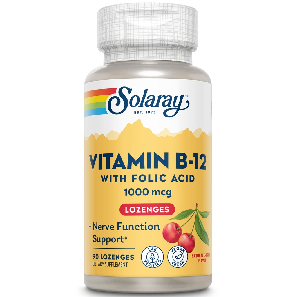SOLARAY Vitamine B-12 1000mcg Lozen met foliumzuur 