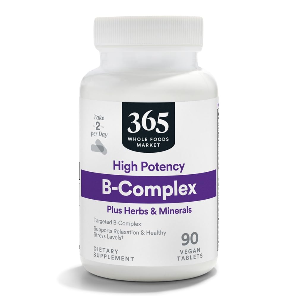 365 door Whole Foods Market, High Potency Vitamine B Complex met kruidensteun tabletten, 90 CT