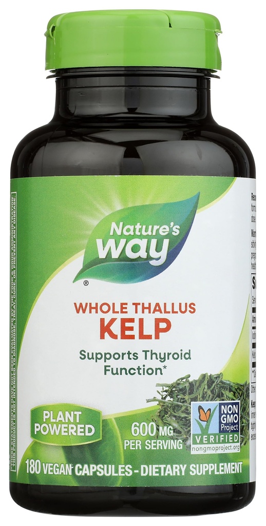 Nature's Way Kelp, ondersteunt schildklierfunctie*, 600 mg per portie, niet-GMO Project Geverifieerd, 180 Capsules (Verpakking mei Vary)