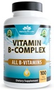 Laboratoires NaturaLife Complexe vitamine B avec vitamine C – Comprend B2 actif (Riboflavine-5-Phosphate), B6 (Pyridoxal-5-Phosphate), B9 (5-MTHF) et B12 (méthylcobalamine); plus B1, B3, B5 et B7 – 100 capsules