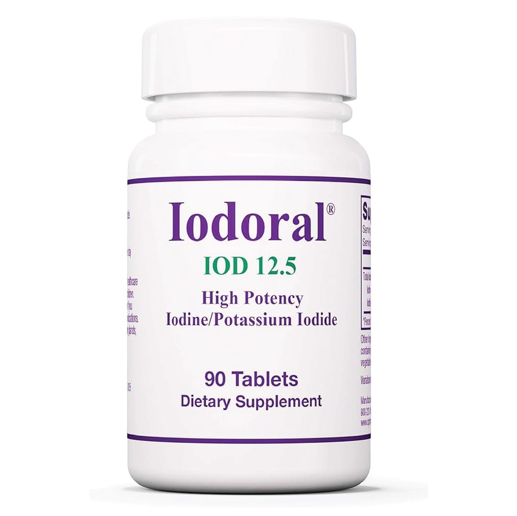 Optimox Iodoral 12,5 mg supplement - Jodium Supplement, schildklier ondersteuning voor vrouwen en mannen, Lugol oplossing pillen, kaliumjodide tabletten, dagelijkse minerale complex - 90 Tel.