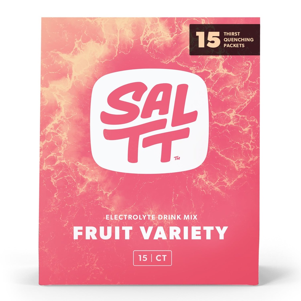 SALTT Electrolytes Poederverpakkingen, Fruit Variety Pack (15 Packets) - Magnesium, Kalium, Natrium, Trace Mineralen - Veganistisch en Glutenvrij - Reizen Essentials - Made in USA