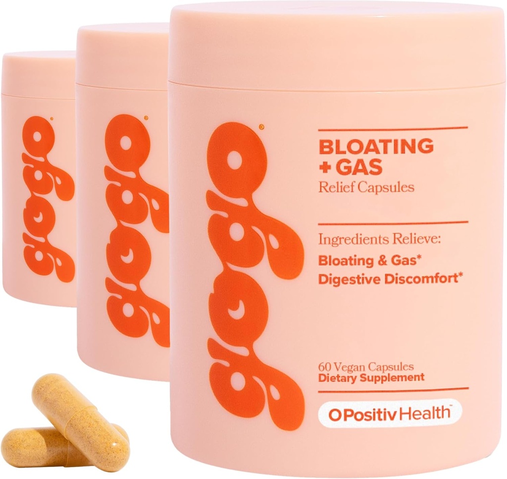 GOGO Bloating & Gas Digestive Relief, 30 Servings (Pack of 3) - Supplementen met digestieve enzymen, bromelaïne, gemberwortel, & melkdistel - Ondersteunt opgeblazen verlichting & Vermindert waterretentie