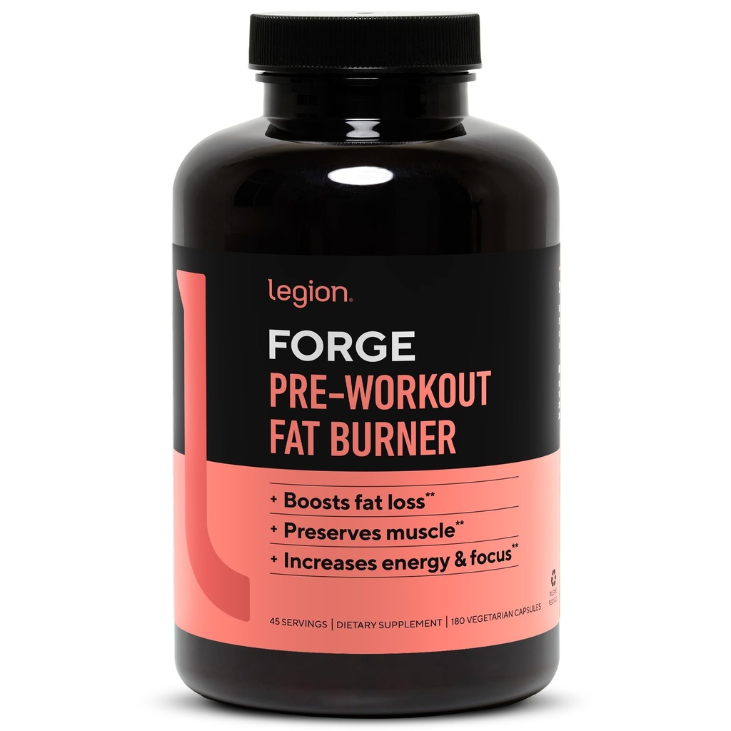 LEGION Smeden Fat Burner - Thermogenic Fat Burner, Target Stomach Fat en Trim Belly Fat met Yohimbe, HMB Supplement, Choline. Allemaal natuurlijk, 45 porties...., 180 tellen (pakket van 1)