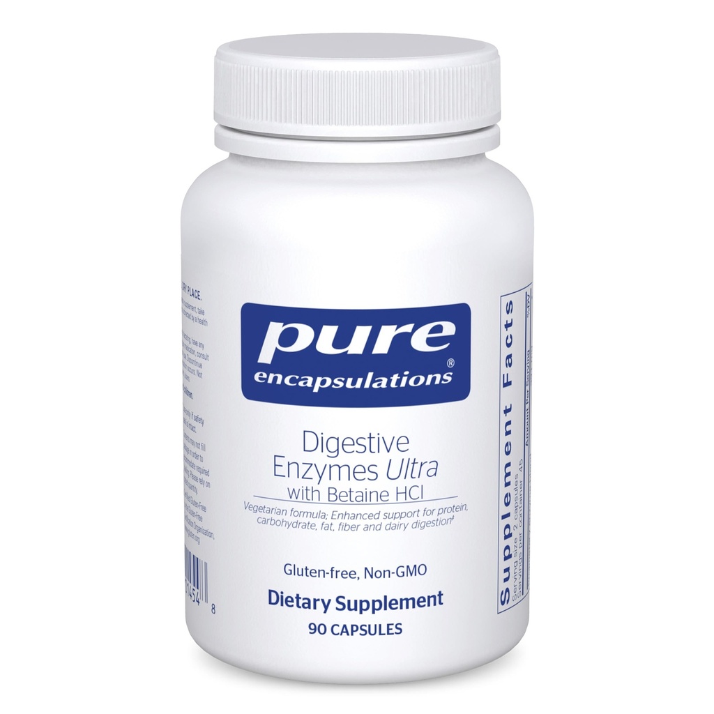 Pure Encapsulaties Digestieve Enzymen Ultra met Betaine HCl - Vegetarische Digestieve Enzyme Supplement voor ondersteuning Proteïne, Carb, Fiber, en zuiveldigestie* - 90 Capsules