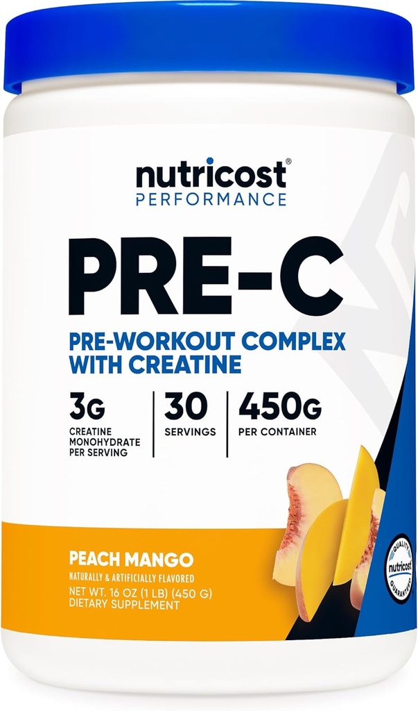 Nutricost Pre-C Pre-Workout Complex met Creatine (Peach Mango 