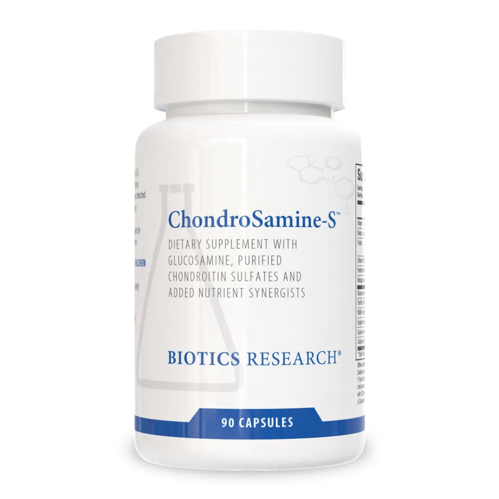Biotics Research ChondroSamine S Comprehensive Joint and Connective Tissue Support, 600 Elemental Glucosamine, MSM, Vitamine C, Mangaan, Niacin, Pantothenic Acid, Folaat, B12, SOD, Catalase 90 Caps