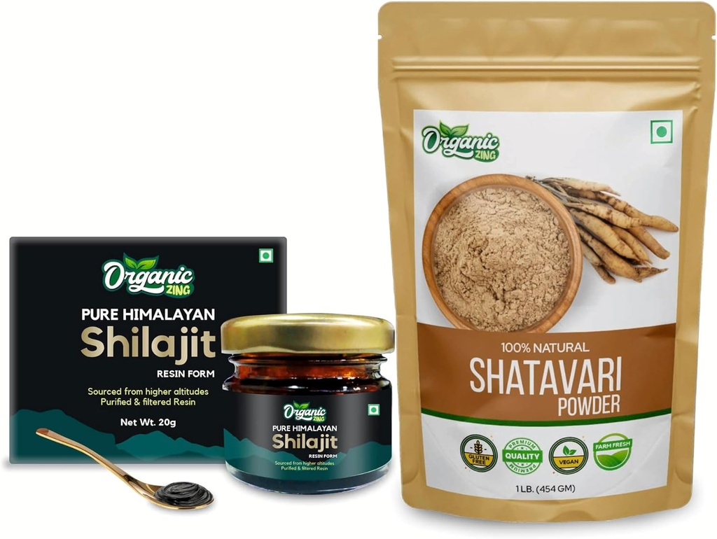 ORGANISCHE ZING Shatavari Poeder- 454g & Shilajit Resin- 20g