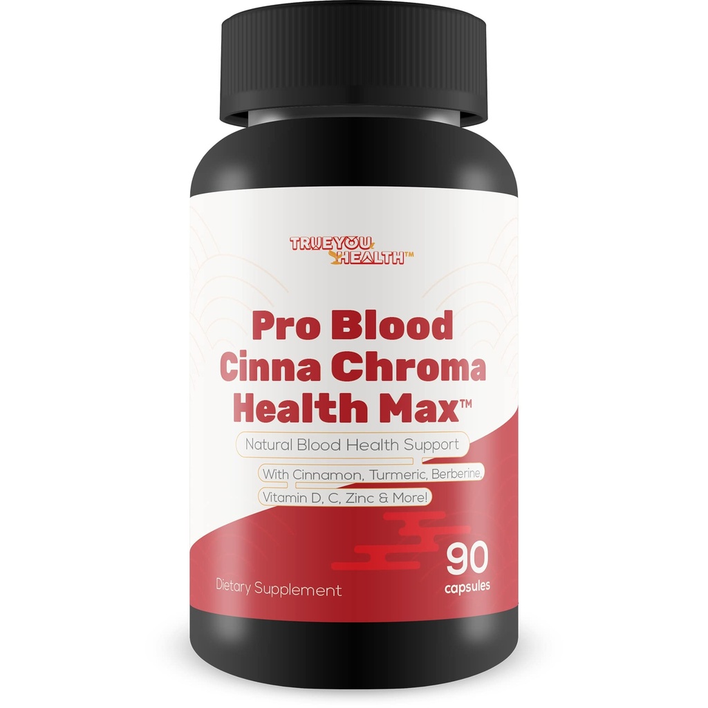 Pro Blood Cinna Chroma Health Max - Soutien de la santé du sang naturel avec cannelle, curcuma, berbère, vitamine D, vitamine C, zinc et plus - Promouvoir la santé équilibrée du sang et l'amélioration du flux sanguin