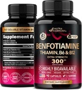 Benfotiamine 300 mg - Soutien aux nerfs, à l'énergie et au métabolisme - Supplément de benfotiamine Fat-Soluble Vitamine B1 - Très biodisponible et absorbant - avec Thiamine, Vitamine B12 et B6 - 90 Capsules