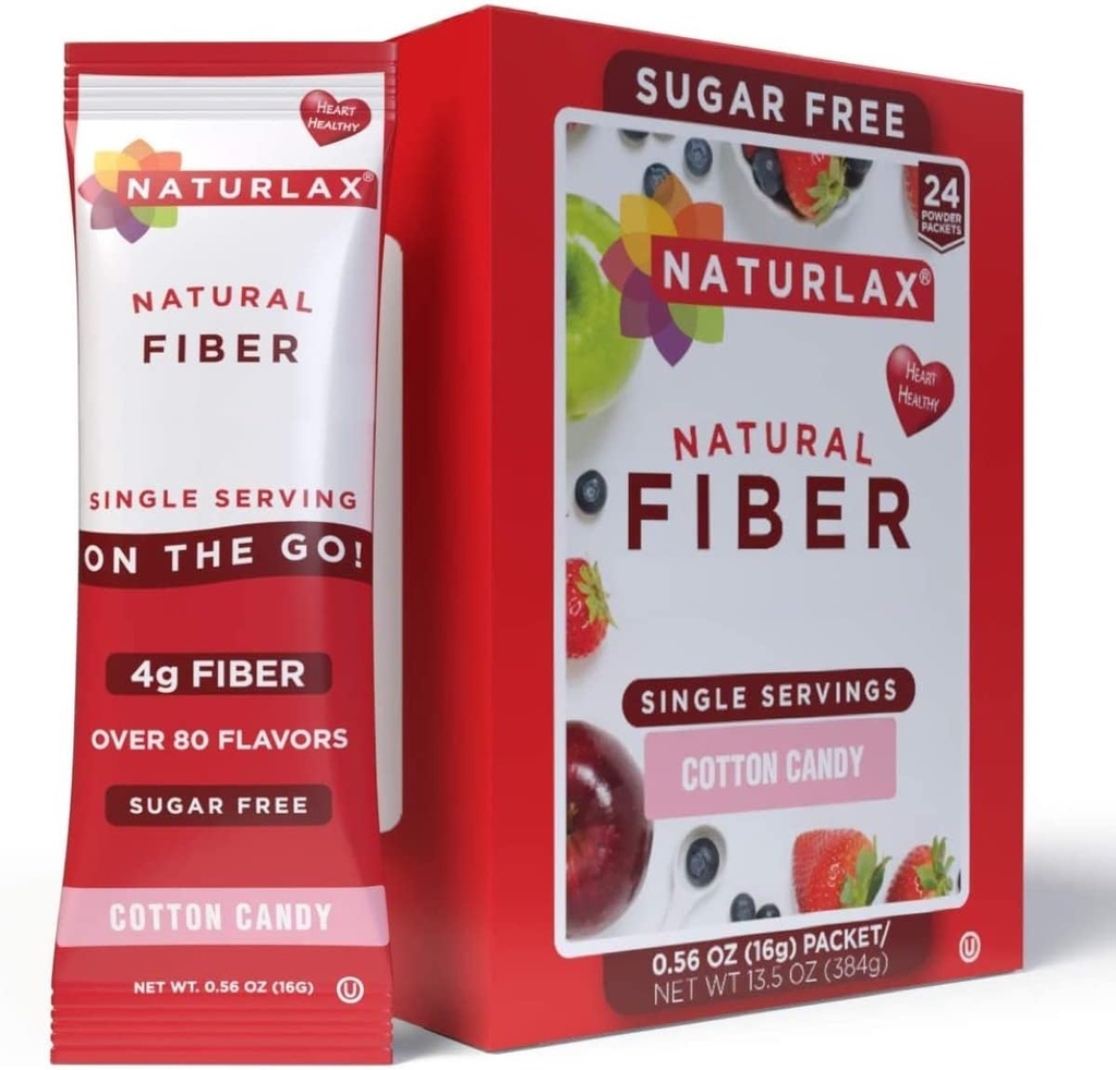 Naturals Coton sans sucre Aromatisé au Psyllium Husk, 24 paquets de fibres