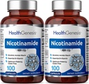 B-3 Nicotinamide 500 mg 100 Caps 2 Pack - Nicotinic Amide Niacin Natural Flush-Free Vitamine Formula - Ondersteunt huidcelgezondheid