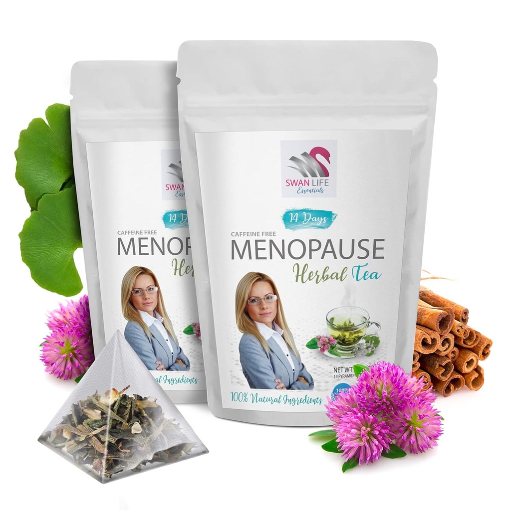black cohosh menopause relief - MENOPAUSE TEA 28 days, non gmo, 100% all natural herbal, caffeine free, black cohosh, gingko, red clover, cinnamon chip, eleuthero, licorice, menopause - 2 Bags 28 Days