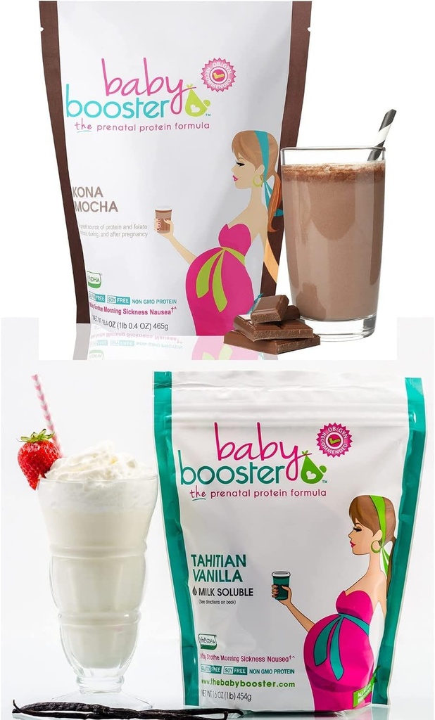 Baby Booster Prenatale vitaminesupplement Shakes, Kona Mocha en Tahitiaanse Vanille
