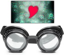GloFX Black Heart Effect Diffractie Goggles - Zie harten - 3D Holografische beelden Edm Rave Outfit Steampunk Costume Cosplay Music Festival Essentieel
