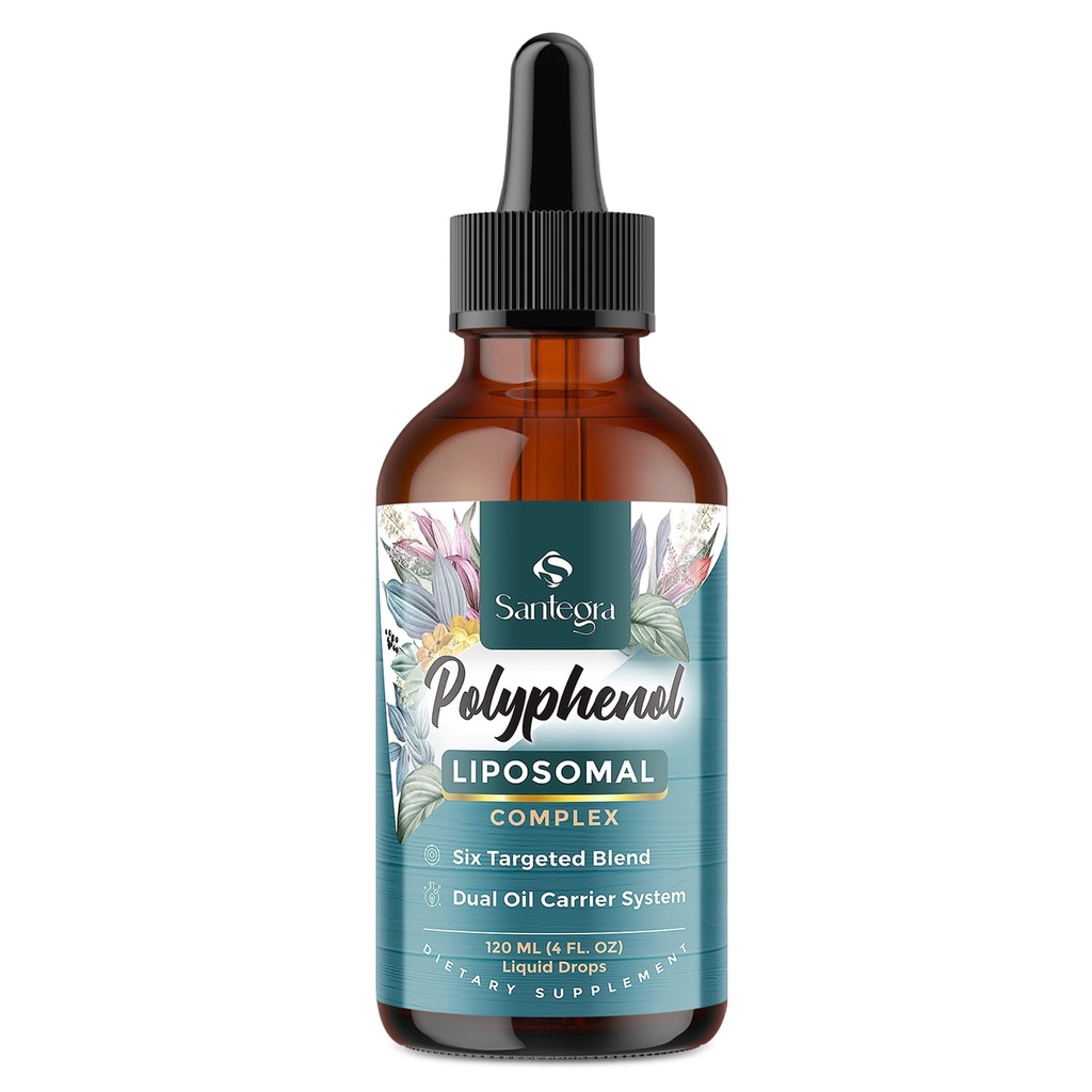Polyfenolen supplement Liposomaal, meer dan 27 polyfenolcomplex en krachtig antioxidant, met MCT & Olive Oil, quercetine Extract, Hawthorn Berry Extract, voor Leeftijdsverdediging, Energie, Immune, 120 ML